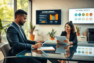 A digital signing interface showcasing quick approval of electronic contracts.