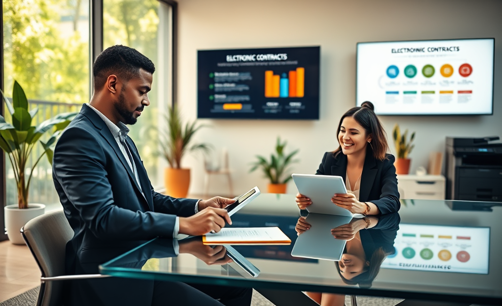 A digital signing interface showcasing quick approval of electronic contracts.