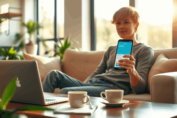 A person using a cell phone to apply for a loan online.