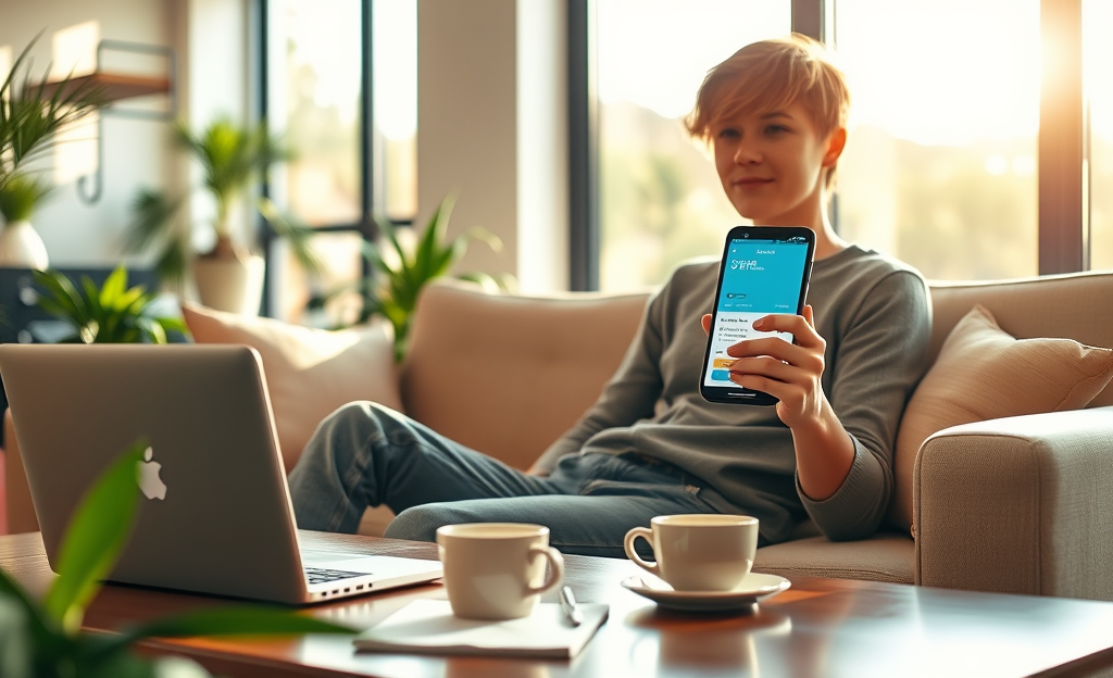 A person using a cell phone to apply for a loan online.