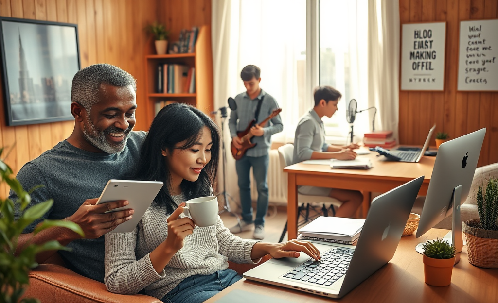 A person working at home, exploring ways to earn easy money online.