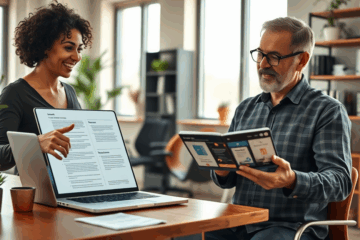 An illustration of digital contracts facilitating easy money transactions.