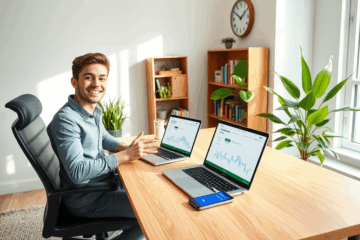 A person reviewing digital credit options with Rocket Loans online.