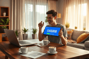 A person holding a magical key with finances in the background, symbolizing the unlocking of financial opportunities through a personal loan.