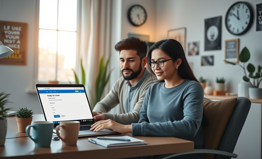 A person applying for credit online from home using a laptop.