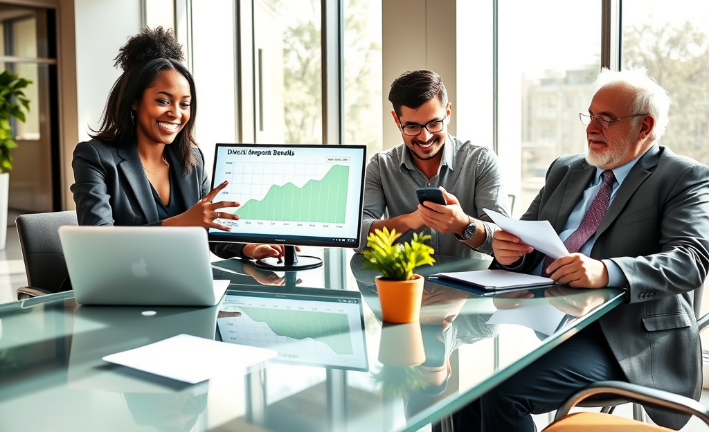 Illustration of direct deposit benefits showing money transferring to a bank account.