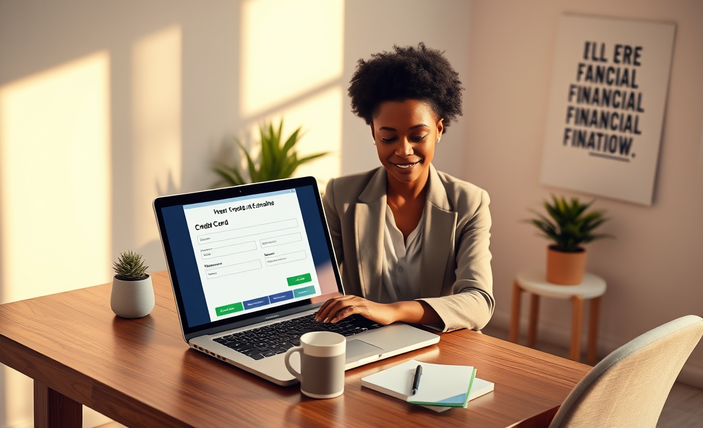 A person submitting a credit application online for same-day approval.