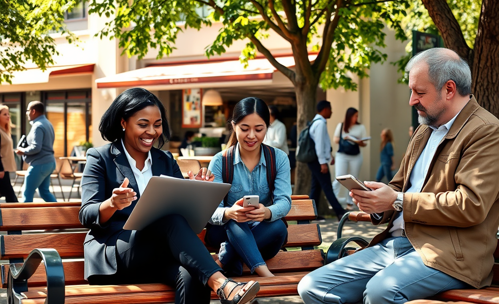 A diverse group of individuals discussing personal credit options.