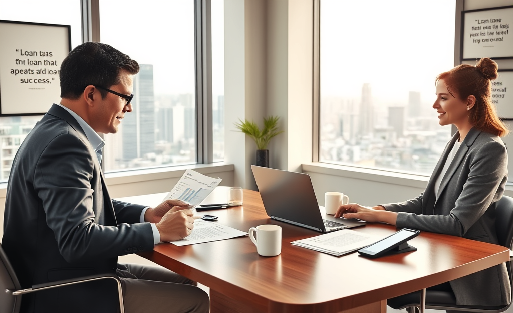 A person reviewing loan conditions on a laptop.