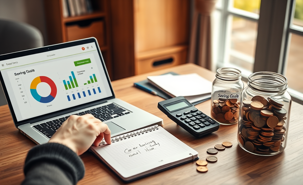 A person organizing their finances and savings goals to grow money in their account.