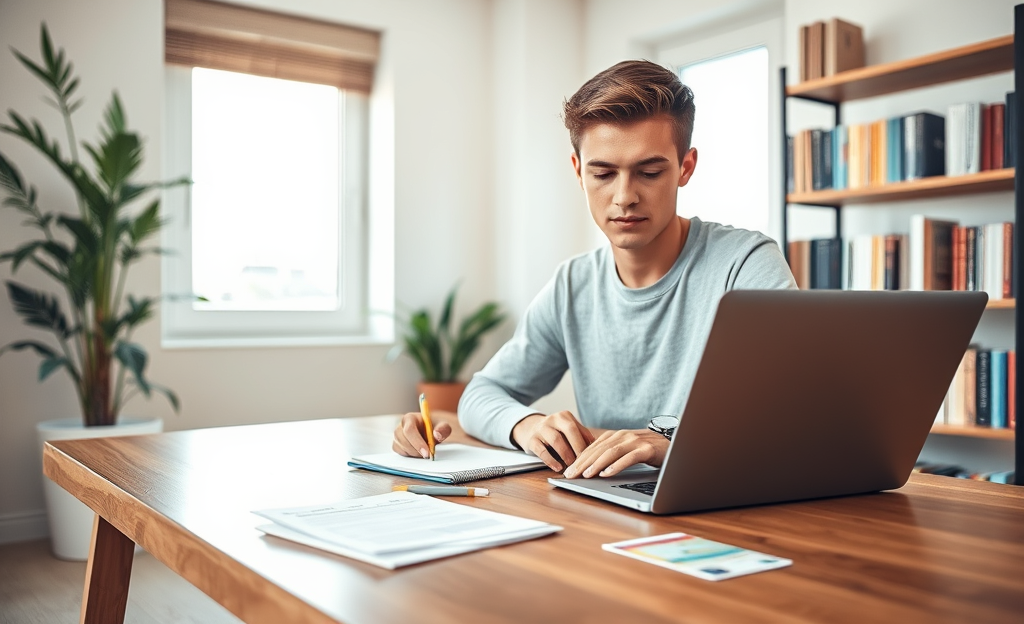 A person researching online loans and safety tips.