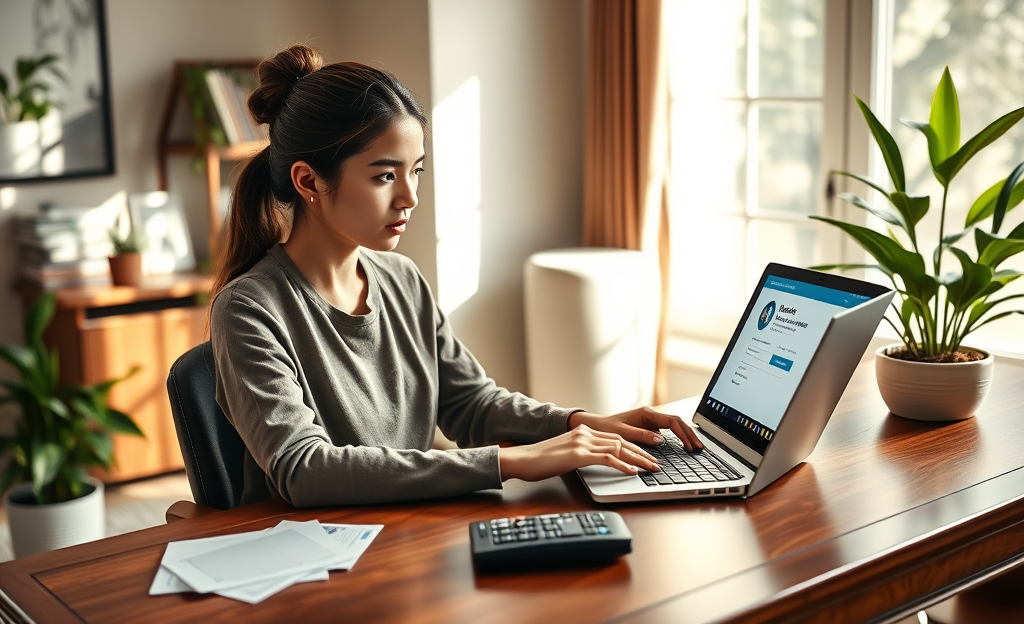 A person using a laptop to apply for a fast online loan