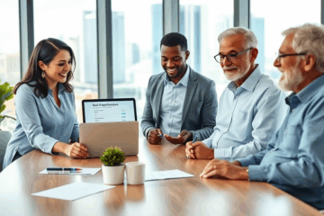 A couple discussing mortgage loan options at a desk, showcasing fast and hassle-free processes.