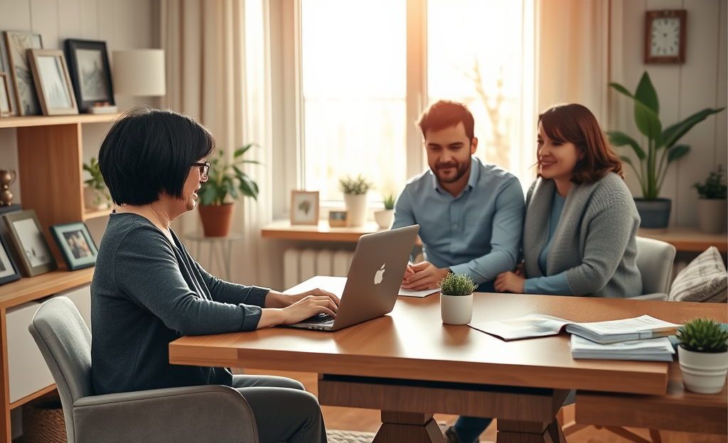 A homeowner reviewing refinancing options with low interest rates.