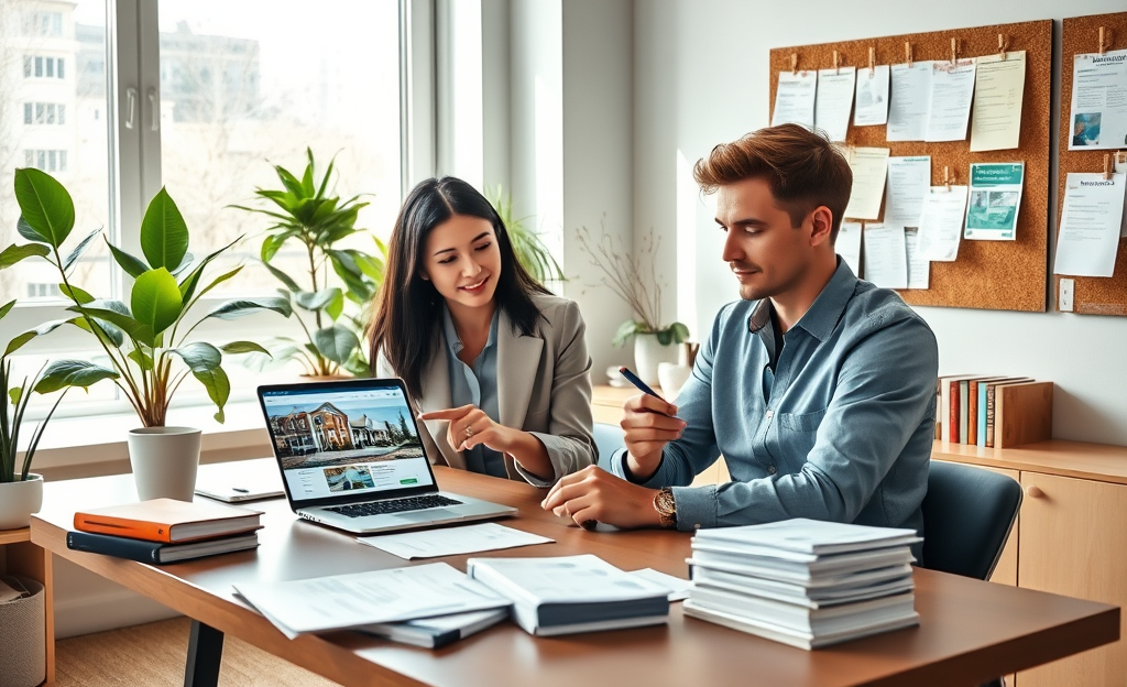 A person analyzing real estate options with quick personal loan information.