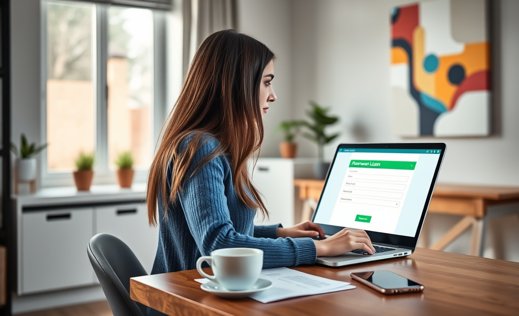 A person applying for an online personal loan on a laptop, symbolizing ease and accessibility.