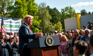 President Donald Trump speaking about the U.S. economy and rising prices.