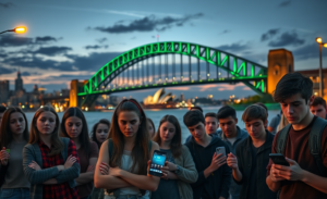 A visual representation of the implications of the new law restricting minors from accessing social media, highlighting both the frustrations and potential risks involved.