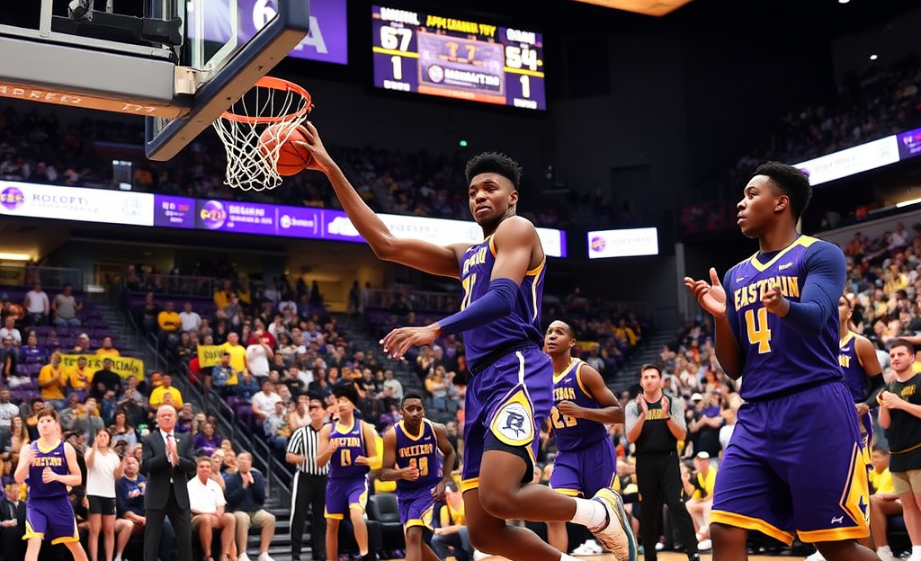 ECU men's basketball team facing App State at Williams Arena during a challenging game.