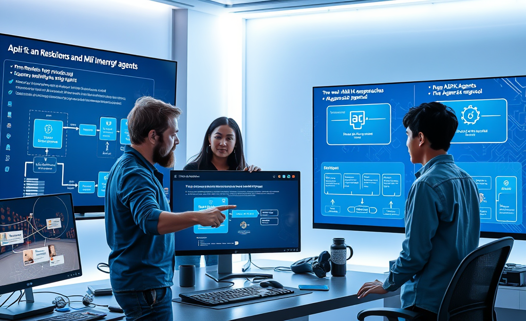 Illustration of API interactions in AI development showcasing multi-turn workflows and agent capabilities.