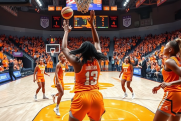 Tennessee women's basketball team celebrating victory over Southern Indiana with standout performances and impressive shooting.