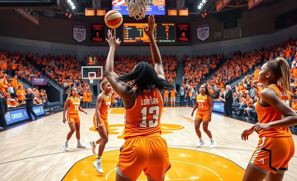 Tennessee women's basketball team celebrating victory over Southern Indiana with standout performances and impressive shooting.