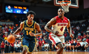 Notre Dame defeated Stanford 47-40 in a close basketball game, featuring key performances from Jalen Haralson and Chisom Okpara.