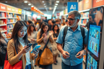 An illustration depicting how AI is enhancing the shopping experience for consumers.