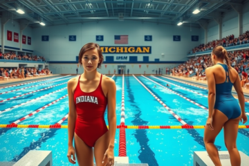 Indiana swimming and diving team prepares for dual meet against Michigan showcasing talented athletes and record holders.