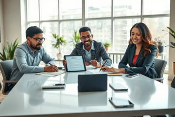 An electronic contract being signed digitally on a tablet.