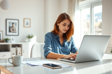 Illustration of a person requesting credit online effortlessly.