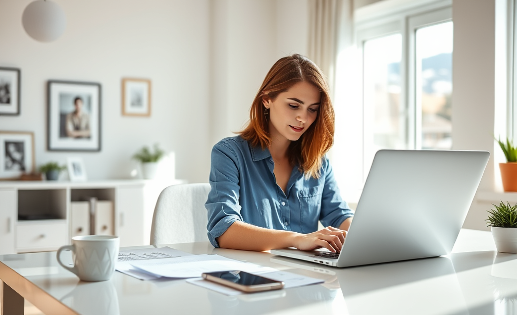 Illustration of a person requesting credit online effortlessly.