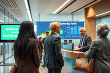 Illustration of same-day money transfers, showcasing instant access to funds.