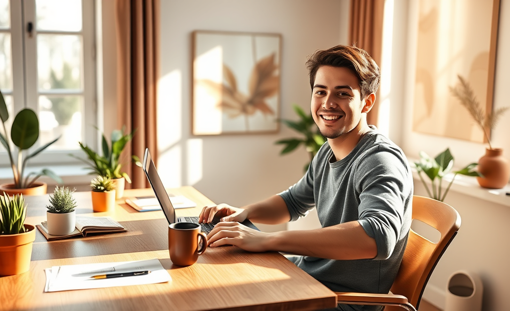 A graphic showing a freelancer discussing personal loan options at SoFi.