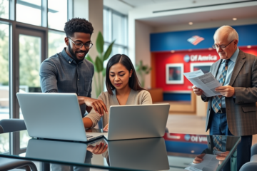A person applying for a loan online at Bank of America.