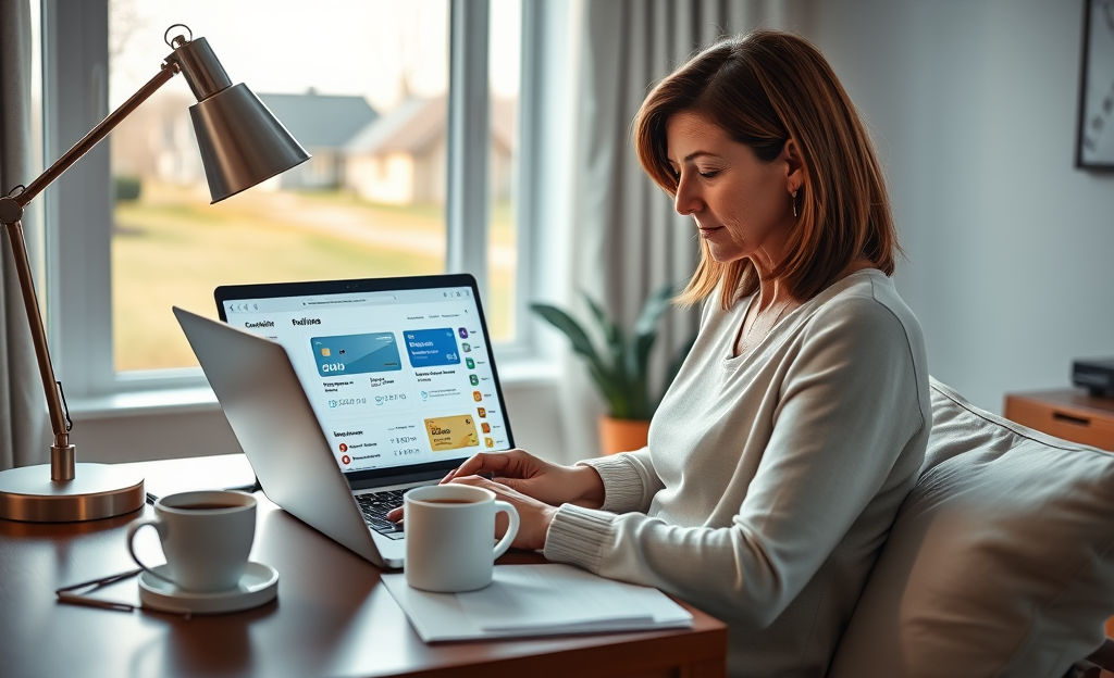 A person using a laptop to explore online credit options.
