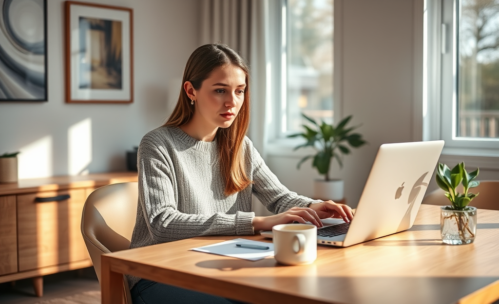 A person using a laptop to apply securely for an online loan.