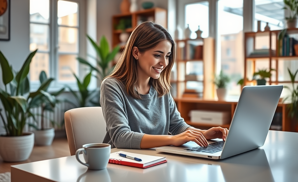 A person applying for credit online from home