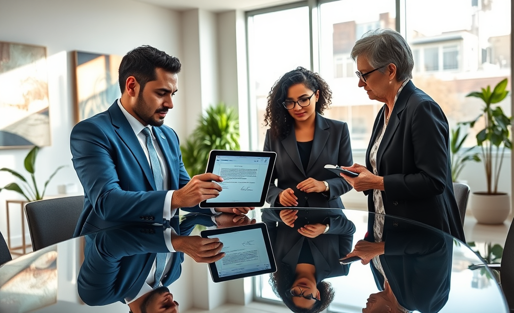 A person using an electronic signature to quickly complete loan paperwork.
