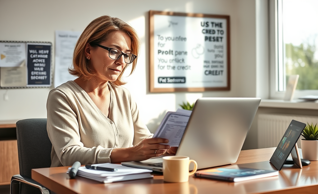 A person reviewing their credit report and applying for credit.