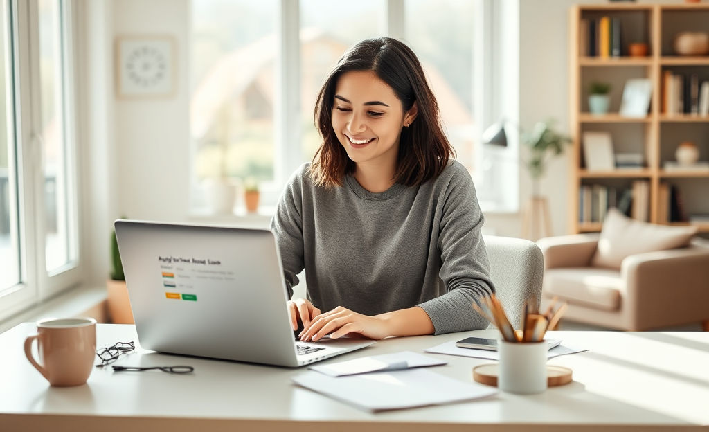 A person applying for an online loan using a laptop.