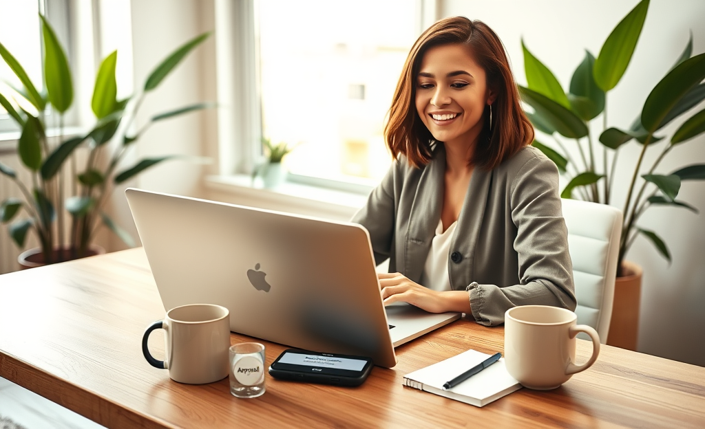 A person applying for online credit with a laptop, showcasing a simple and quick approval process.